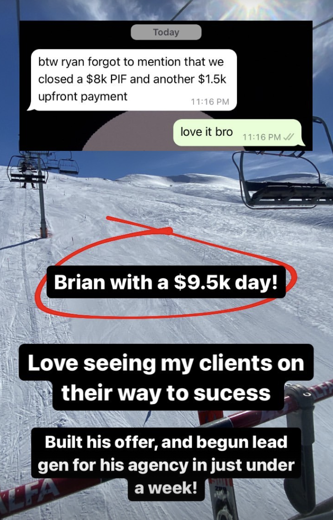Brian had a $9.5k day with $8k PIF and $1.5k upfront